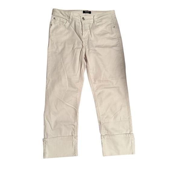 Kensie Jeans with Straight Leg Rolled Cuff in White‎ - Picture 1 of 2
